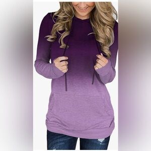 Purple tie dye ombré hoodie. Soft jersey material.